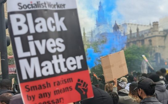 Anti-racism placard reading 'Black Lives Matter' at a protest
