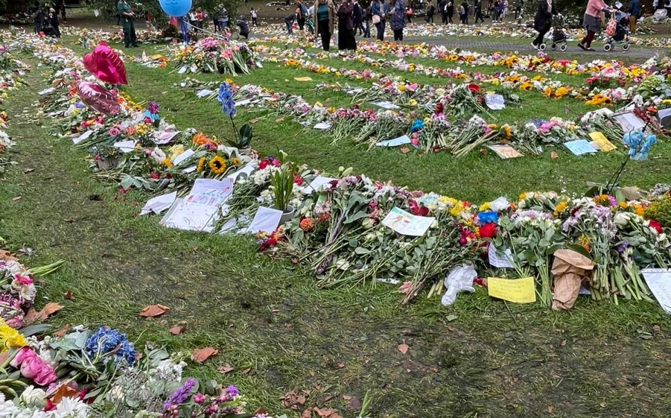 Flowers laid in tribute to Queen Elizabeth II in Green Park