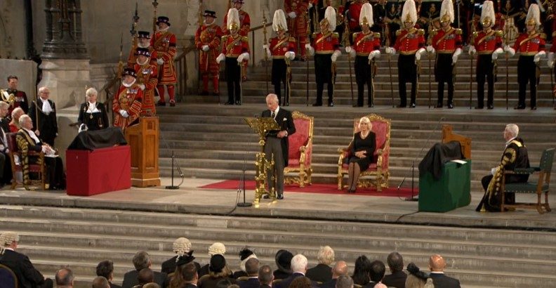 Charles III speaks before Westminster Hall