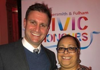 Simon Maskell (left) and Ruth George (right) at the LBHF Civic Awards 2022