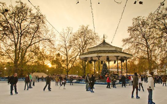 Ice rink at Hyde Park at sunset