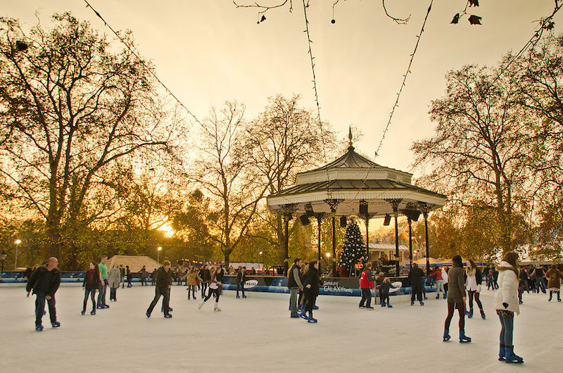 Ice rink at Hyde Park at sunset