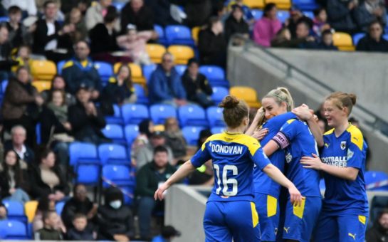 AFC Wimbledon Women's team celebrating