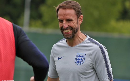 Gareth Southgate in an England shirt
