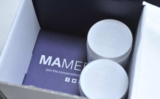 box with containers from MA medica that contain medical cannabis flower