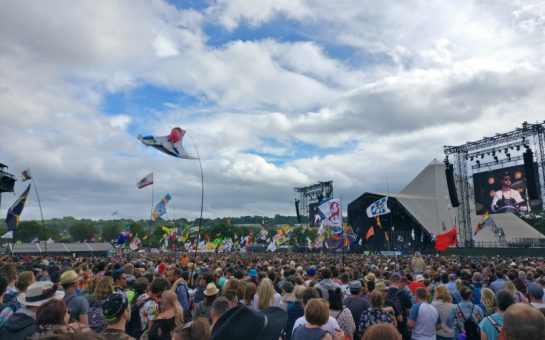 The main stage and crowd at Glastonbury