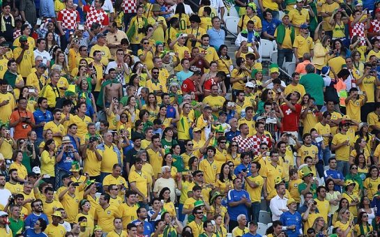 Sea of Brazilian football fans with a smattering of Croatian fans mixed in too