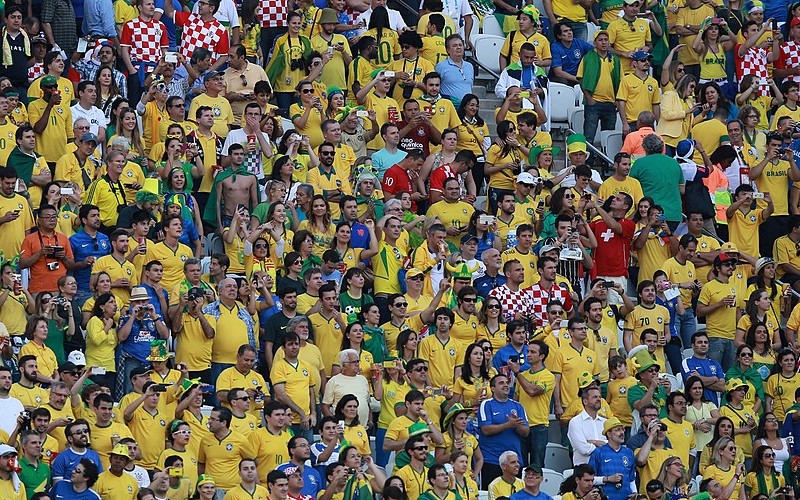 Sea of Brazilian football fans with a smattering of Croatian fans mixed in too