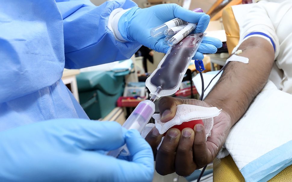 Man donating blood