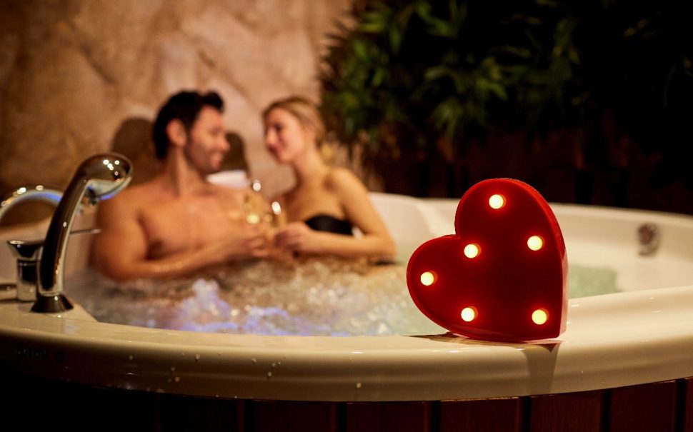 A couple in a hot tub