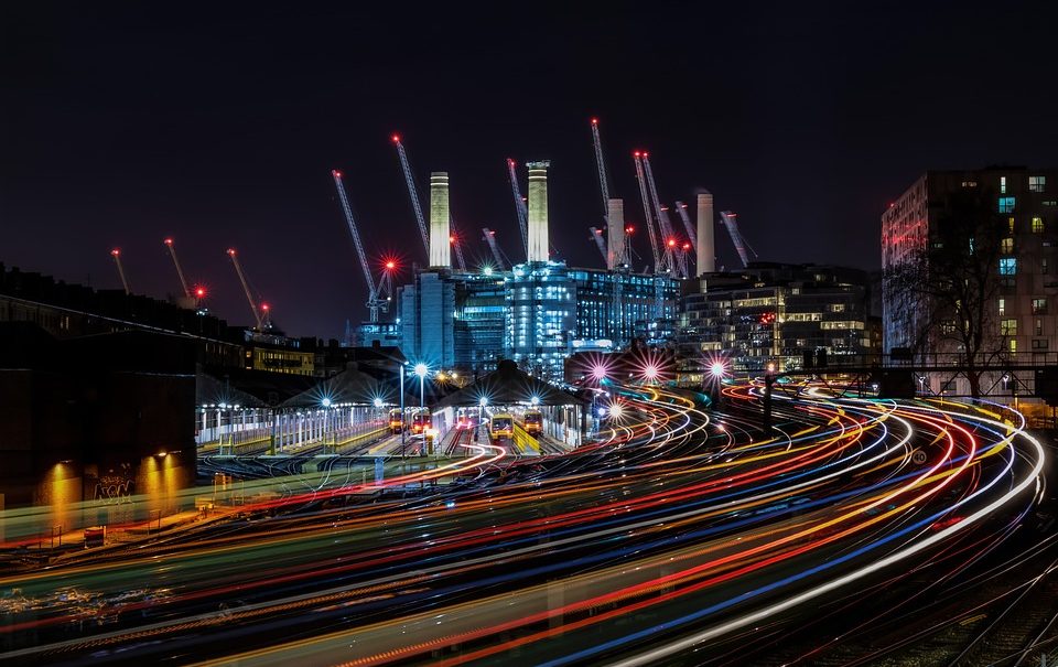 Night traffic at Battersea