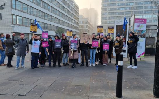 RCN nurses at picket Line outside St. Thomas Hospital