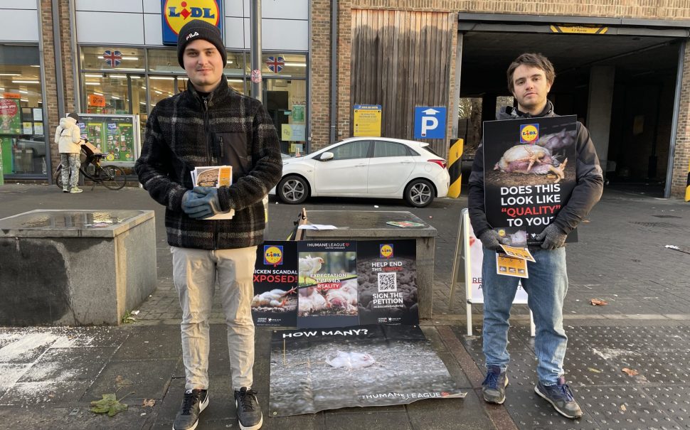 Protestors outside Lidl