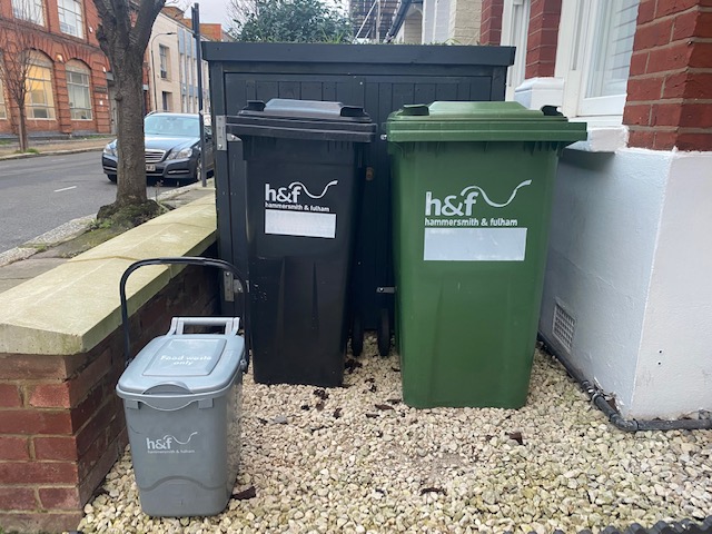 Wheelie bins in some areas of Hammersmith and Fulham.