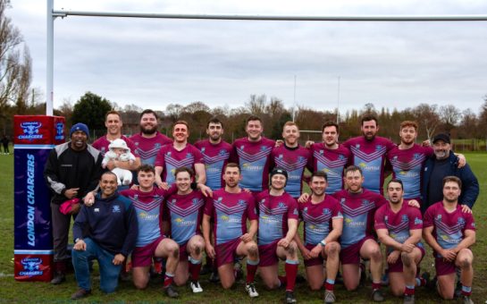 A photo of the London Charger's Rugby League squad after a match.