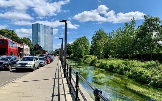 Merton High Street, by River Wandle