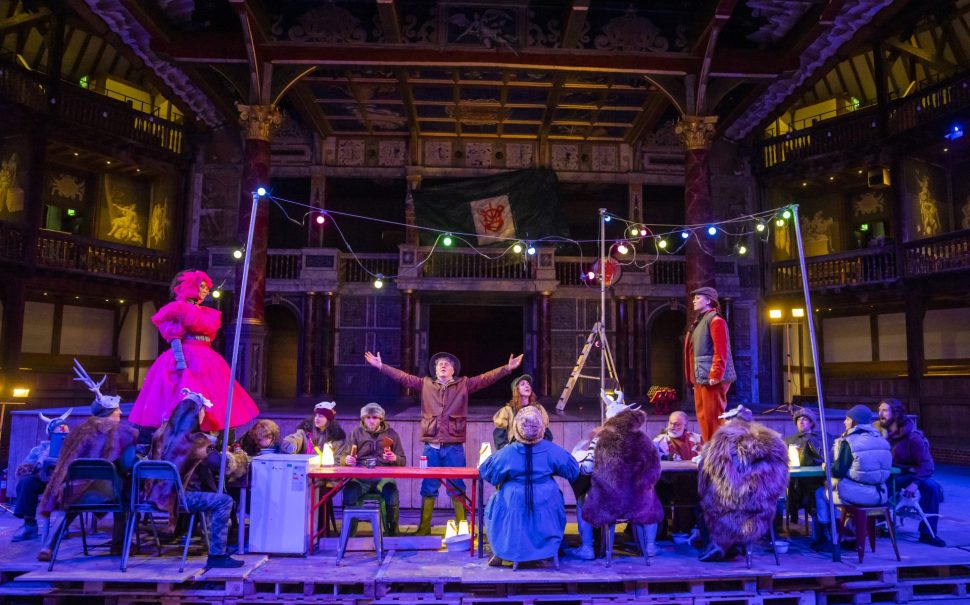 The cast of The Winter's Tale performing in the open-air Globe