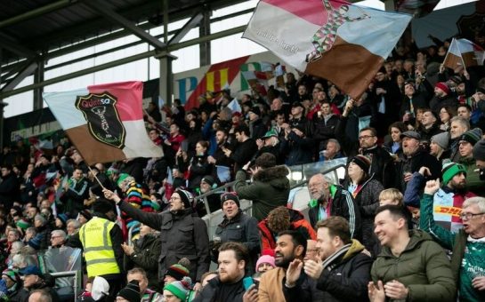 The Quins Supporters Association during a match at the Twickenham Stoop