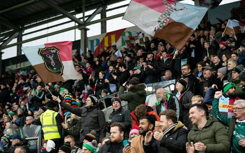 The Quins Supporters Association during a match at the Twickenham Stoop
