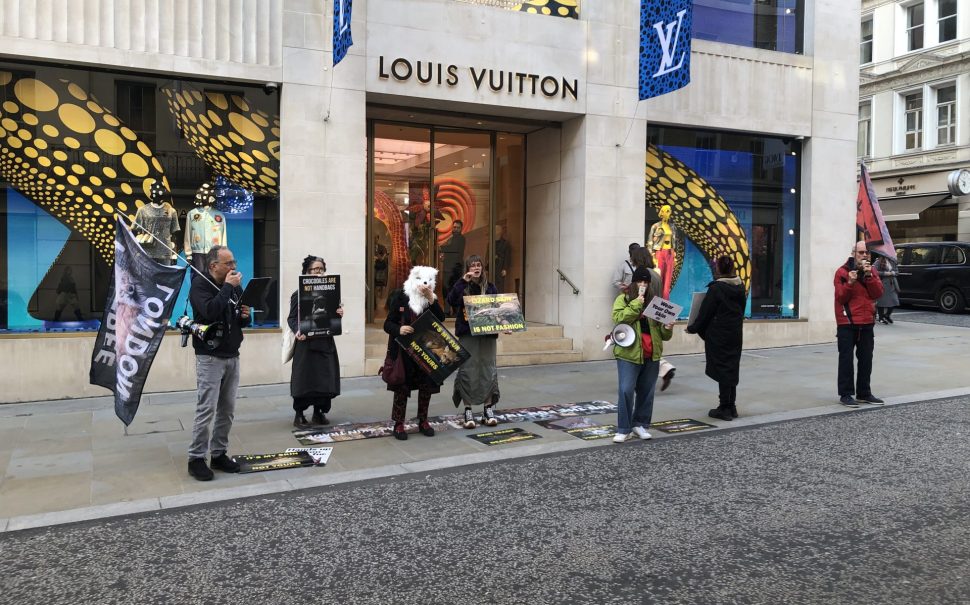 Protestors outside Louis Vitton