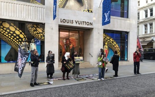 Protestors outside Louis Vitton