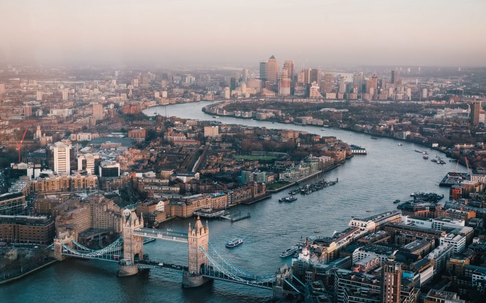 a shot over central London and the River Thames