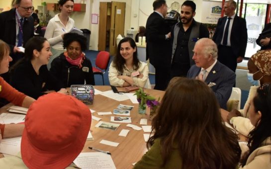 The King meets with refugees in Hammersmith-based refugee charity. Credit: Betul Piyade