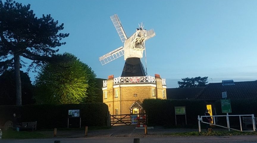 The Windmill Lit Up