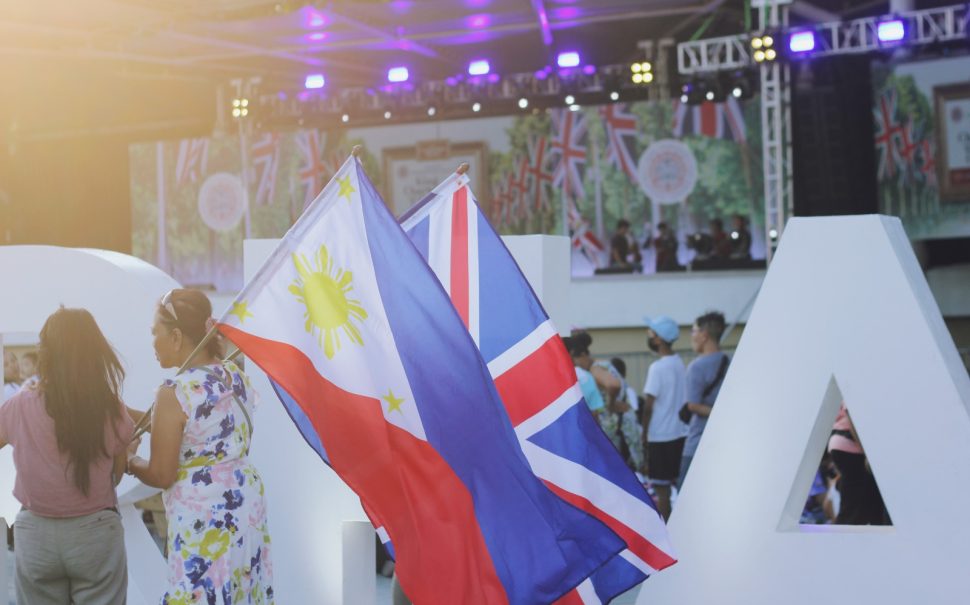 The UK and Filipino flags flying together