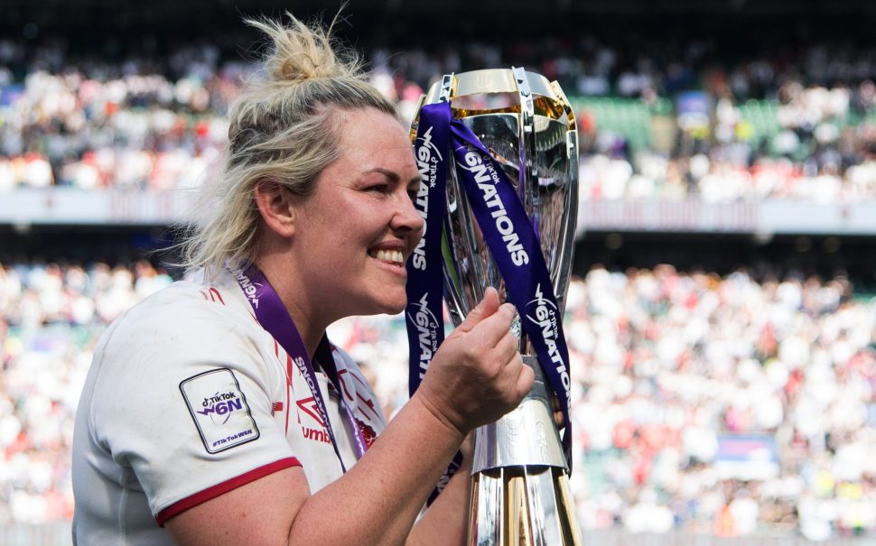 England lift the Six Nations trophy