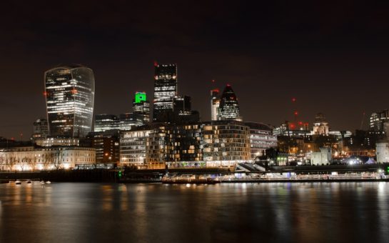 The City of London skyline at night