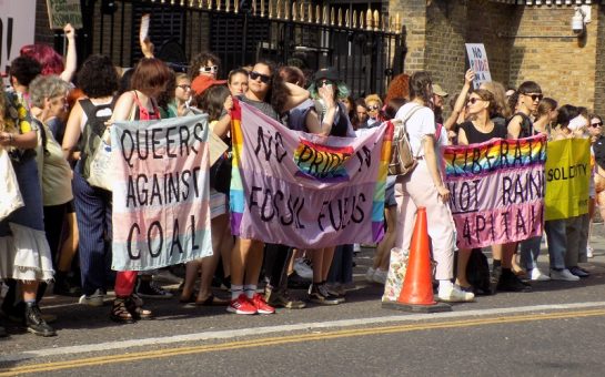 Protesters outside British LGBT Awards