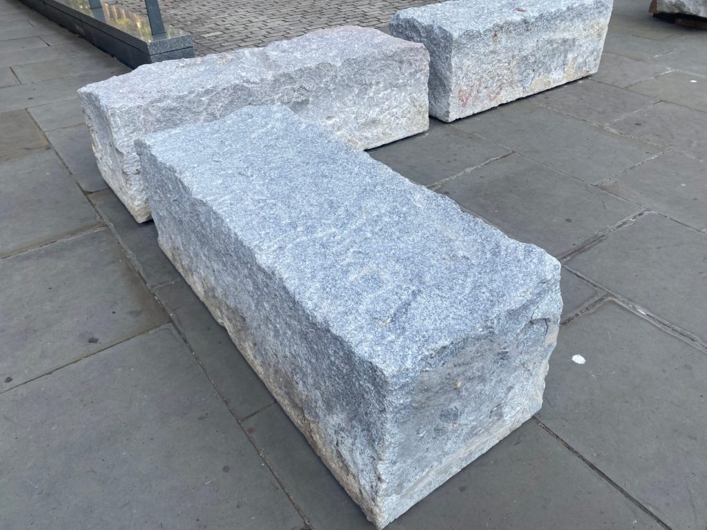 Some of the granite stones relocated by the project "From Thames to Eternity" near St Paul's Cathedral. 
Credit: Morgane Guillou