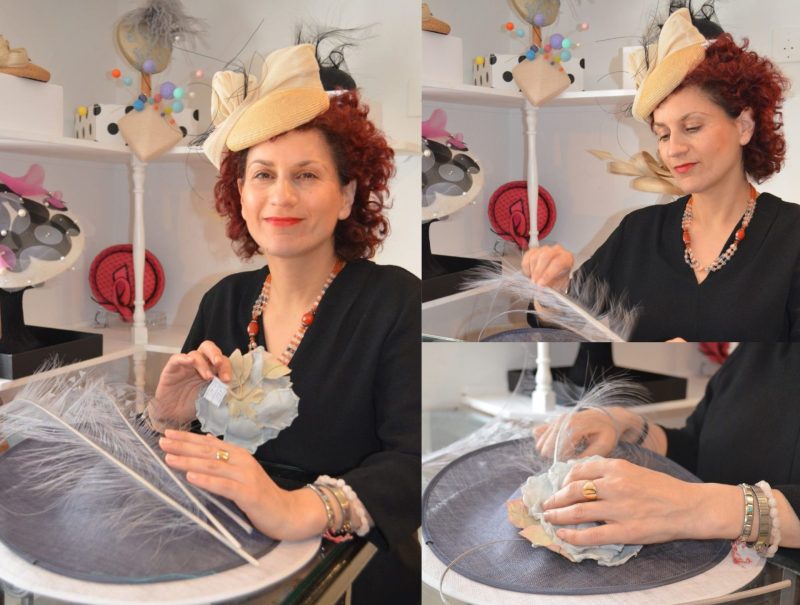 Mary Spiteri, owner of Tit fer Tat Boutique, poses with some of her hat creations