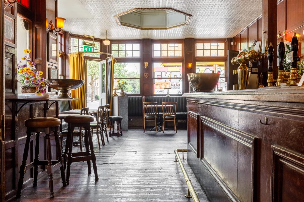 The interior of a pub in Hackney called the Marksman.