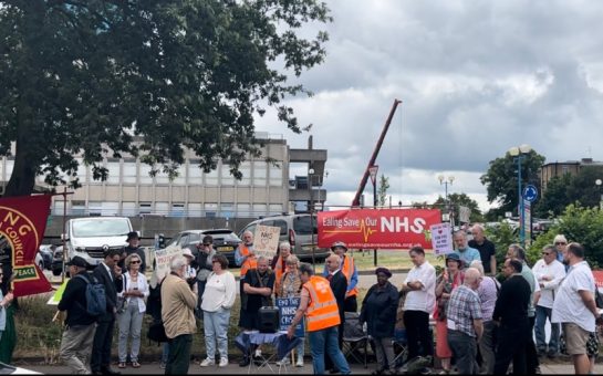 Protest and celebration outside Ealing Hospital