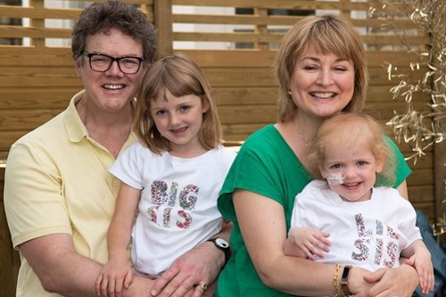 Emma van Klaveren Finlay and Floriana with dad James and sister Ishbel.