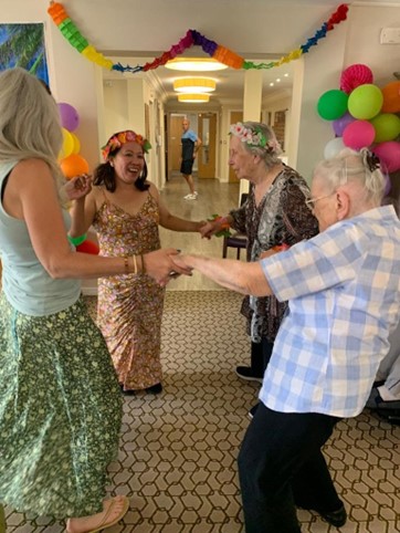 A group of people dancing