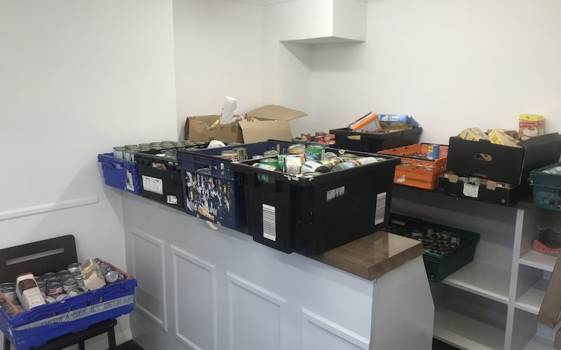 Boxes of food goods in the kitchen