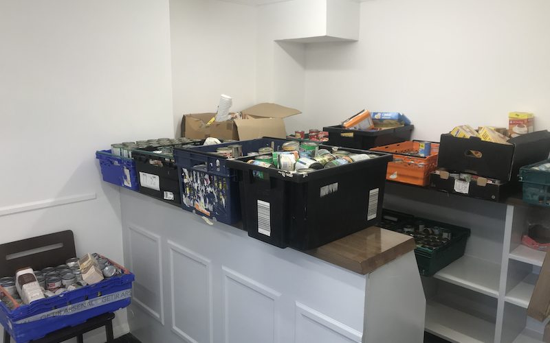 Boxes of food goods in the kitchen