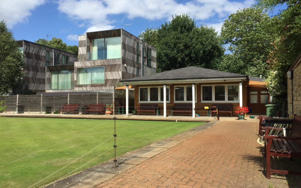 The clubhouse and green at South London Bowling Club