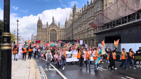 National Education union protesters marching in Westminster