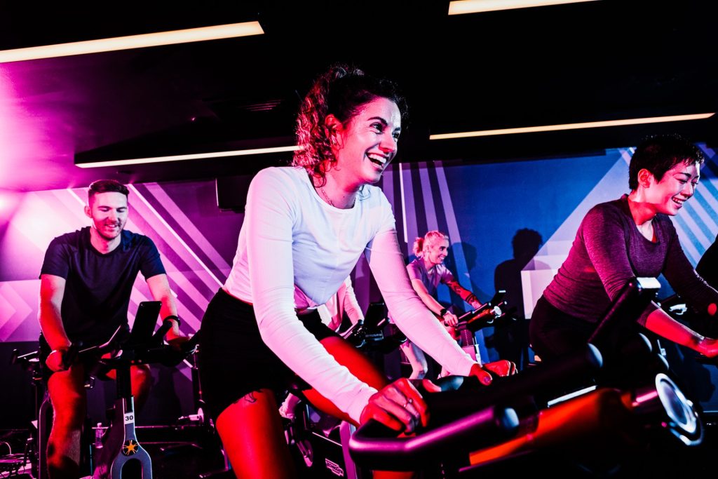 Person on cycle Virgin Active Wimbledon Club Press Release pictures