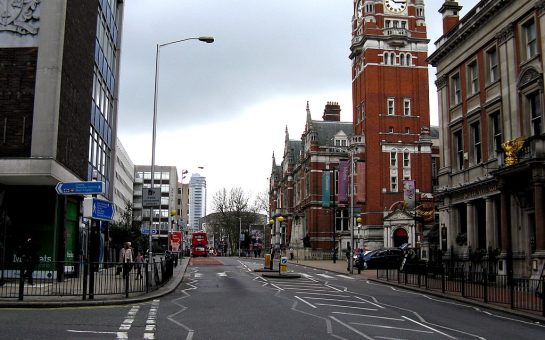 Photo of Katharine Street in Croydon with the Croydon clocktower in the shot.