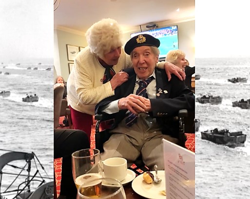 A home from home: D-Day Veteran Peter Kent sits in the Club's bar for drinks.  