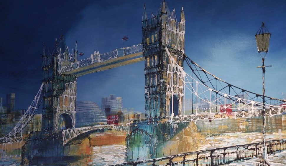 An oil painting of Tower Bridge, London