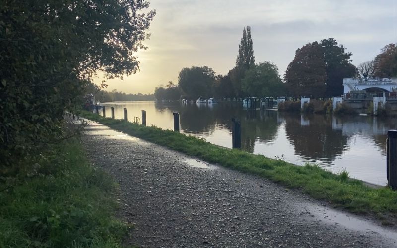 A picture of the River Thames near Teddington as the sun comes up