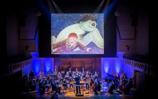 The Snowman at Cadogan Hall, the orchestra performs in front of the screen