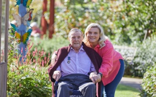 Veteran with caretaker in carehome