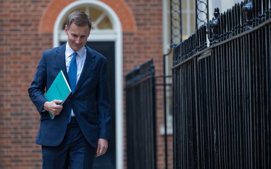 Jeremy Hunt leaving number 11 Downing Street with his Autumn Statement